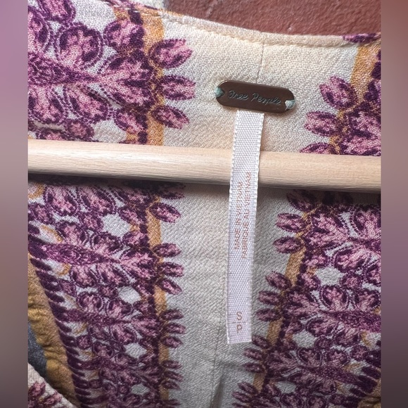 FREE PEOPLE Freshly Squeezed Grapefruit Flowy Boho Button Tie Sleeve Top Small - Picture 15 of 15